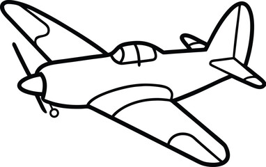 Hawker Hurricane Aircraft line art vector 
