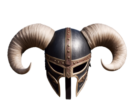 Detailed Illustration of a Classic Viking Warrior Helmet with Impressive Horns, Symbolizing Strength, Heritage, and Ancient Nordic Culture, Evoking a Sense of History and Power