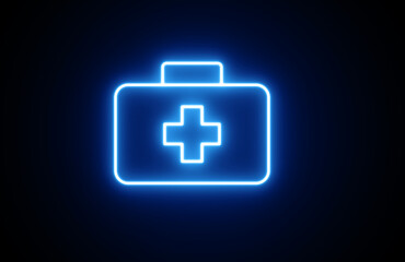 Neon First Aid Kit free icon. First Aid Kit and Med Kit Icon on black Background