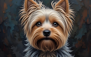 Fototapeta premium Cute Yorkshire Terrier Dog with Fluffy Fur