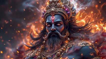 hindu mahabharat cast dhritarashtra with flaming aura