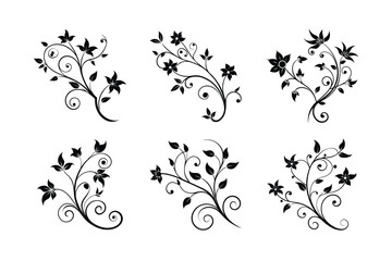 floral vine swirls vector art silhouette © PuspanjaliRani