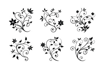 floral vine swirls vector art silhouette