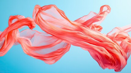Coral fabric flowing in the wind a beautiful ethereal scene