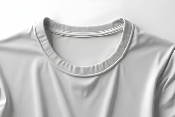 Close up of black t-shirt's round neck collar. T-shirt label tag. Mock up for clothing design