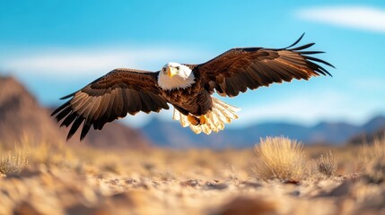 An engaging image of an eagle soaring gracefully above a beautiful canyon, highlighting the remarkable connection between wildlife and the majestic landscapes they inhabit.