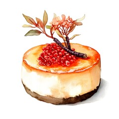 Vibrant Korean Ginseng Cheesecake in Watercolor