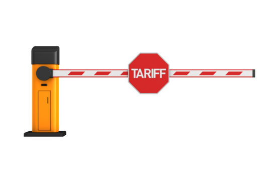 closed automatic barrier on white background. Isolated 3D illustration