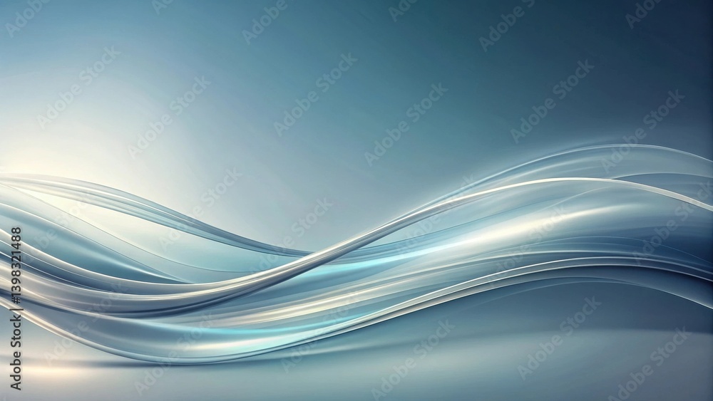 Poster serene flowing abstract waves a smooth gradient of pastel blues and silvery hues