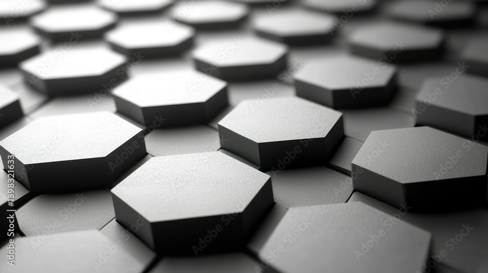 Poster abstract hexagon pattern: a 3d render of gray hexagons