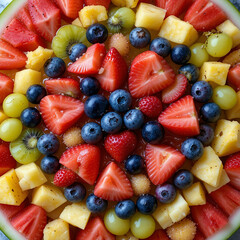 Assortment of colorful ripe tropical fruits.