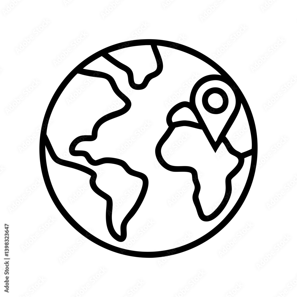 Aufkleber world globe map location pin icon vector illustration for travel and navigation concepts design