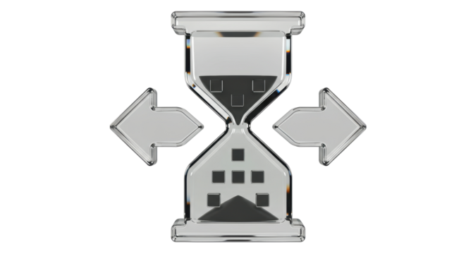 Isolated hourglass with arrows indicating time adjustment