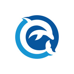 Logo design circle forming a dolphin