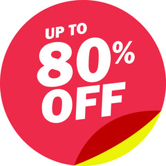 Special mega offer discount label icon. Sale off percent, discount special offer price promotion tag, 80 percent discount vector isolated on transparent background. Vector illustration.