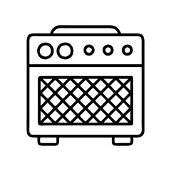 Vintage guitar amplifier icon vector illustration for music instrument and audio equipment needs
