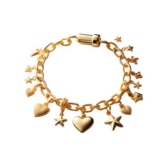 Beautiful Designed Gold Bracelet Isolated on Transparent Background