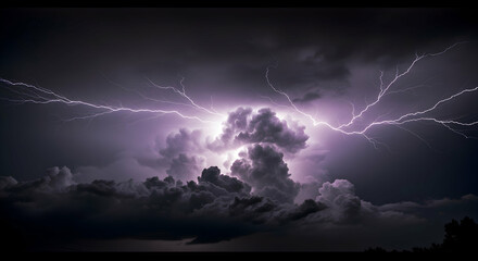 Dramatic Violet Lightning Storm Cloudscape