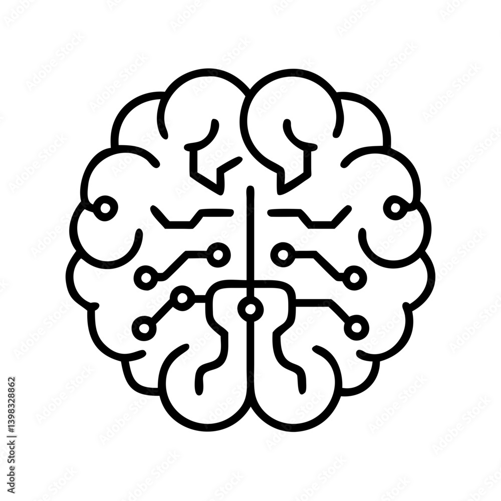 Poster brain ai technology artificial intelligence neural network machine learning concept design