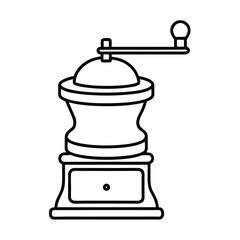 Manual Coffee Grinder Line Art Illustration For Culinary Or Beverage Projects