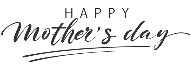 Happy Mother's Day elegant hand written lettering . Modern calligraphy isolated on transparent background. Black ink inscription. Vector typography composition for greeting card or poster design