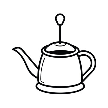 recommend clip art: French Press Coffee Maker Outline Design Kitchen Tool For Breakfast Beverage