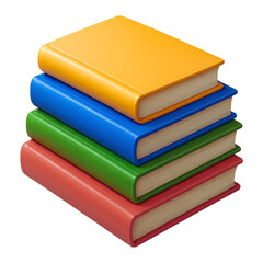 3D Stack of Closed Books. Set of Educational Literature. Isolated on white background. Cartoon plastic style icon