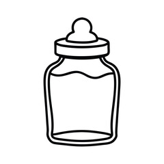 Simple Outline Illustration Of A Baby Bottle Filled With Milk Or Water