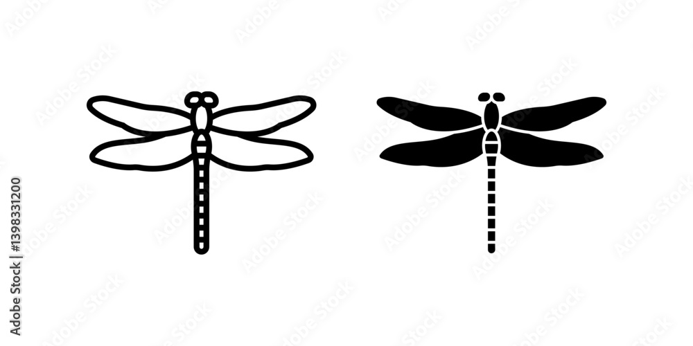 Poster dragonfly icon set. for mobile concept and web design on white background