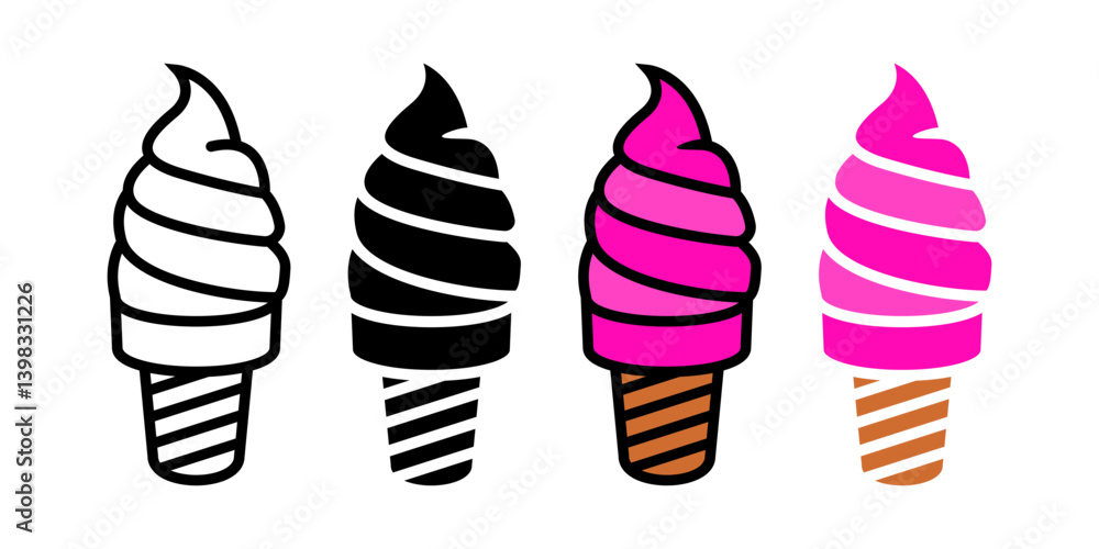 Poster ice cream icon set. for mobile concept and web design on white background