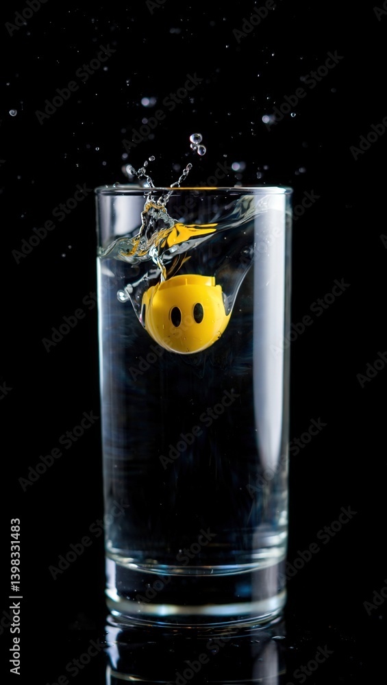 Poster a single smile in water is being squeezed to release its juice.