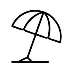Beach umbrella icon summer vacation holiday sun protection parasol outline vector graphic design © IsratJahan