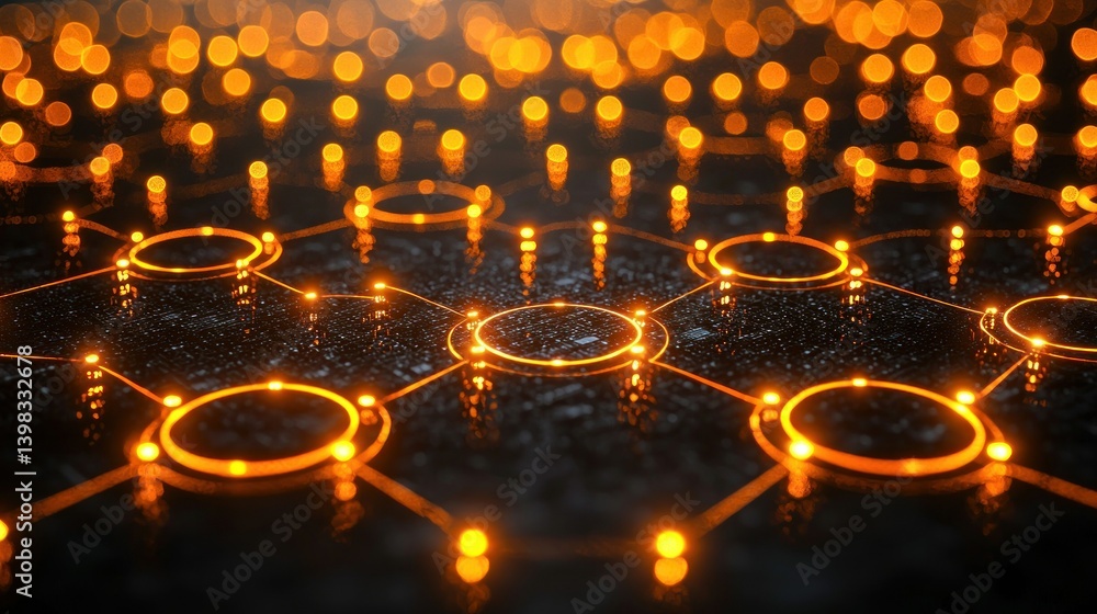 Poster illuminated network: abstract digital interconnection