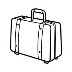 Black And White Outline Illustration Of Luggage Suitcase For Travel And Vacation Themes