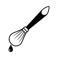 Black And White Whisk With Dripping Liquid Outline Vector Design