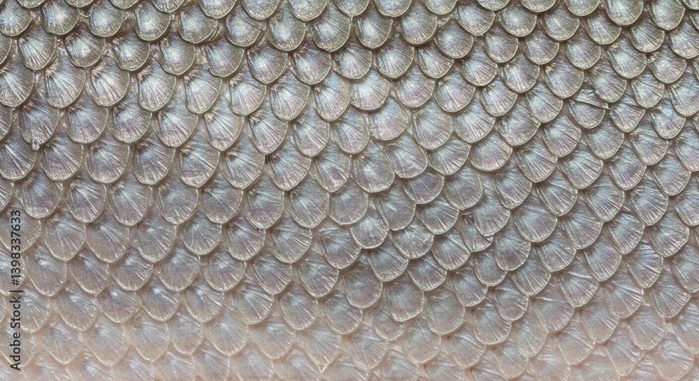 Poster silver fish scales texture close up pattern background surface