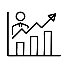 Business growth chart with upward trend line showing success and financial performance metrics analysis