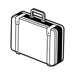 Isometric Business Briefcase Black And White Minimalist Travel Luggage Illustration