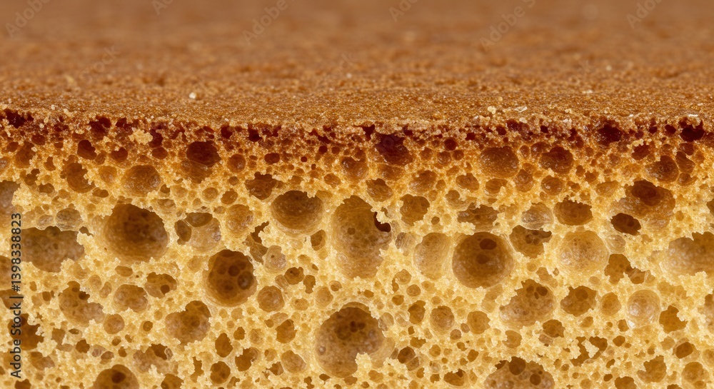 Poster detailed close up showing the porous texture of a light brown sponge