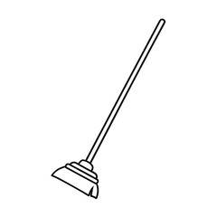 Simple Broom Outline Icon Vector Illustration For Cleaning And Household Usage