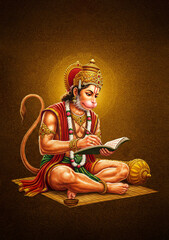 Lord Hanuman Writing Jai Shri Ram on Sacred Note