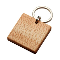 3D keychain wood design isolated on transparent background PNG