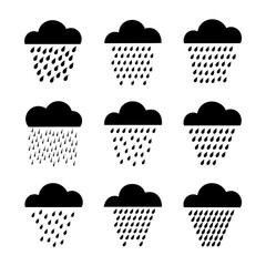 Rain Silhouette Vector Bundle Black and White Rain Clipart EPS Illustration