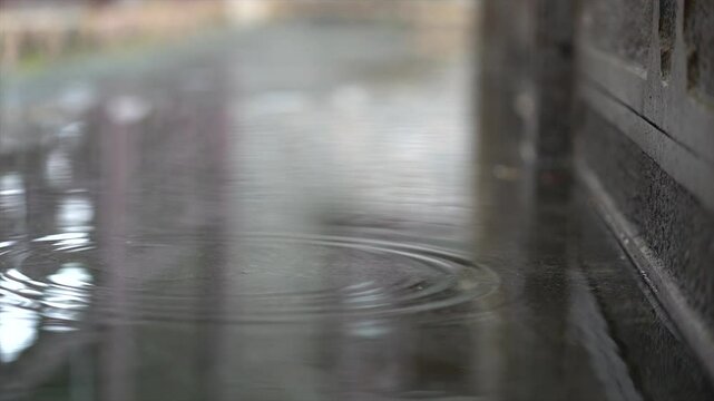 4k Video of Upscaled Live Action Water Droplet Creating Ripples on a Calm Surface in Natural Light