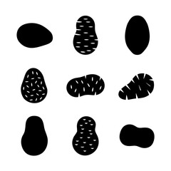 Potato Silhouette Vector Bundle Black and White Potato Clipart EPS Illustration