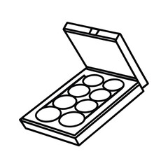 Minimalist Outline Illustration Of Open Eyeshadow Palette With Empty Pans