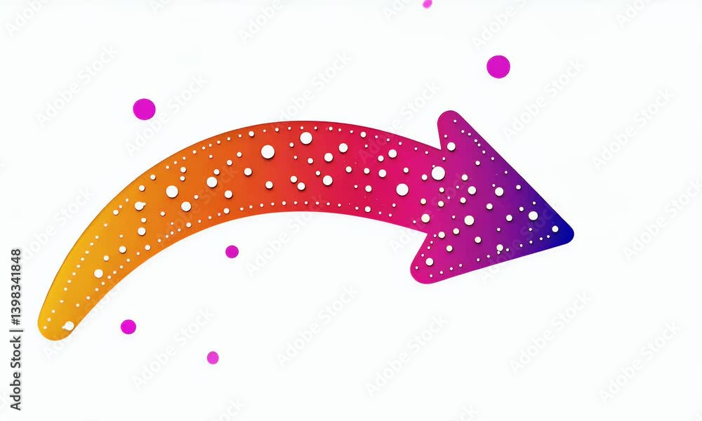 Poster colorful gradient arrow design with dots and smooth curves