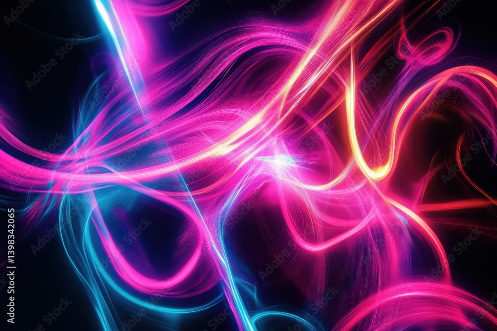 Poster vibrant abstract light trails creating a dynamic visual effect in dark surroundings
