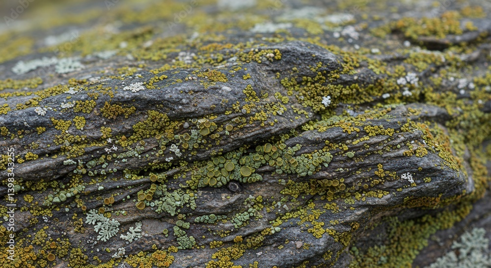 Aufkleber Lichen Growth on a Textured Rock Surface displaying Natural Patterns
