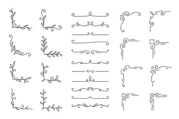 Elegant Decorative Line Art Elements with Editable Stroke